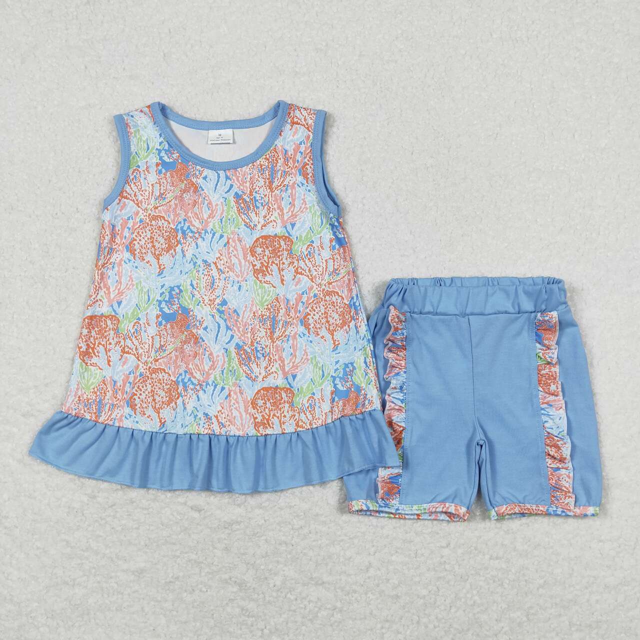 Baby Girl Sleeveless Flower Tunic Ruffle Shorts Clothes Sibling Set RTS