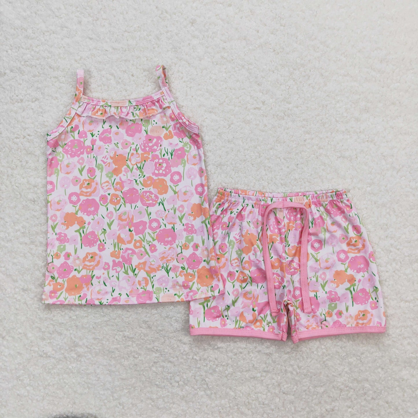 Baby Girl Sleeveless Floral Shirt Shorts Clothes Sibling Summer Set RTS