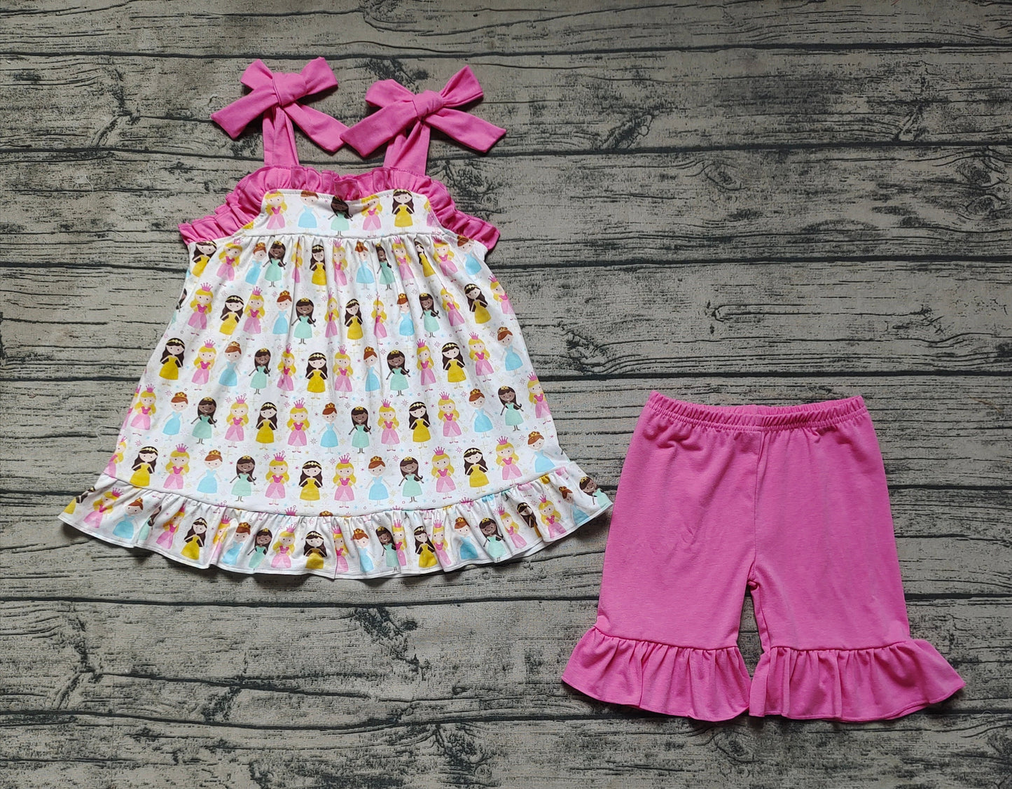 Baby Girl Sleeveless Princess Tops Pink Shorts Summer Set