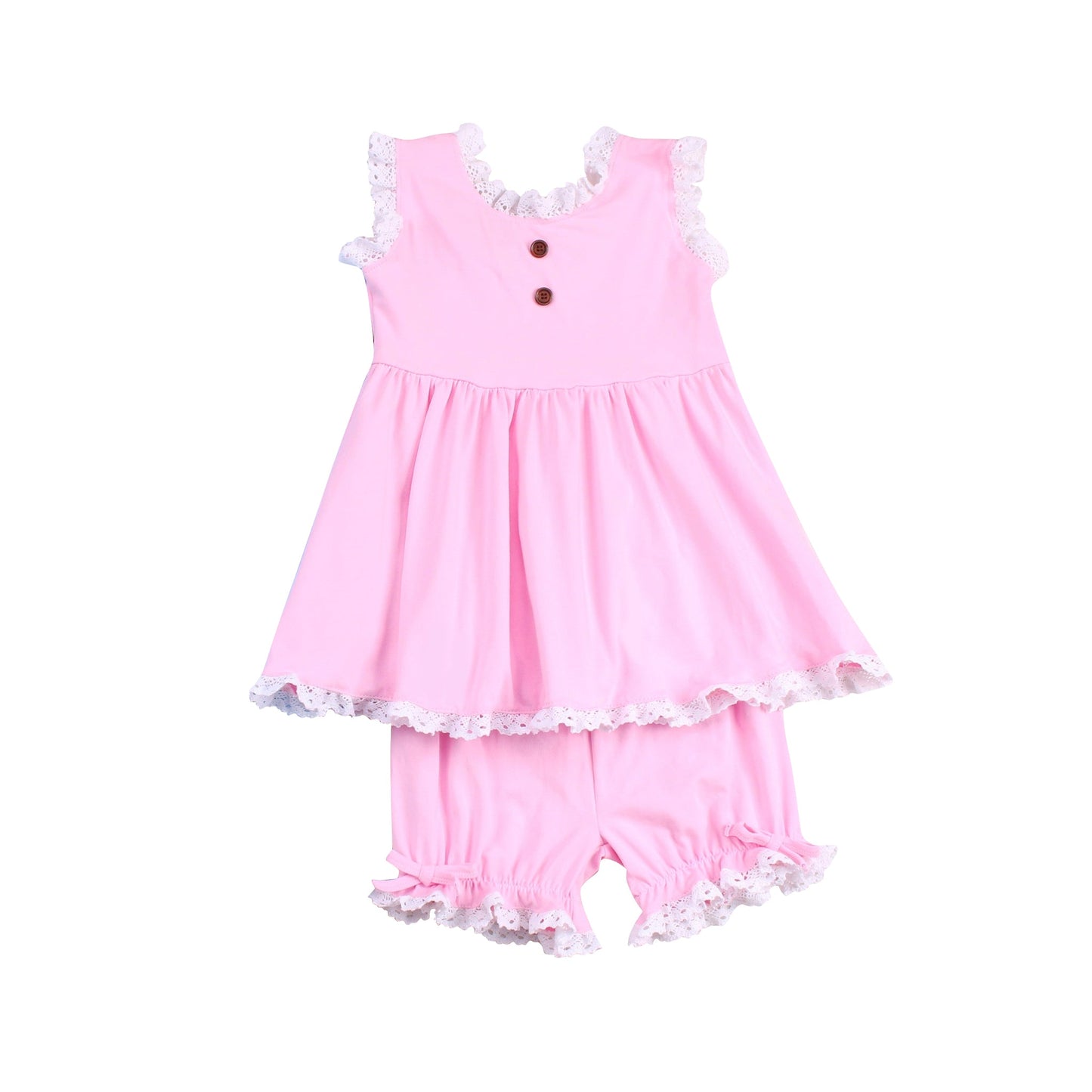 Pre-order Baby Girl Sleeveless Pink Tunic Shorts Clothes Cotton Set