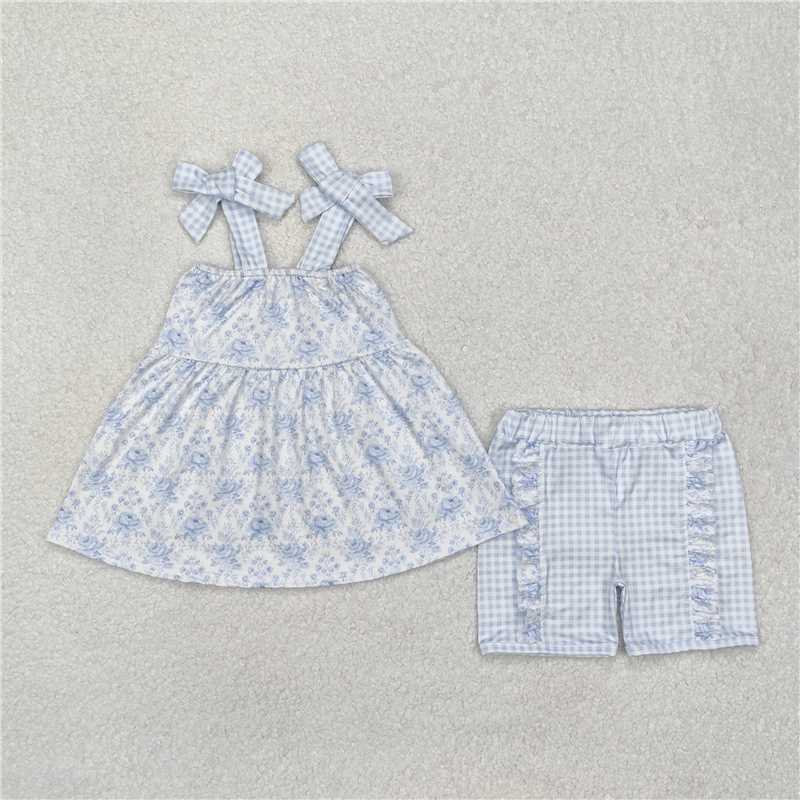 Baby Girl Straps Blue Flower Sibling Dress Set Clothes RTS