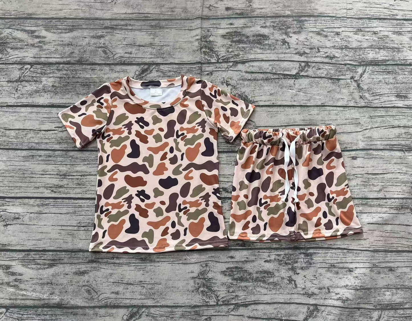 Baby Boy Short Sleeves Khaki Camouflage Shirt Shorts Outfit Clothes Set