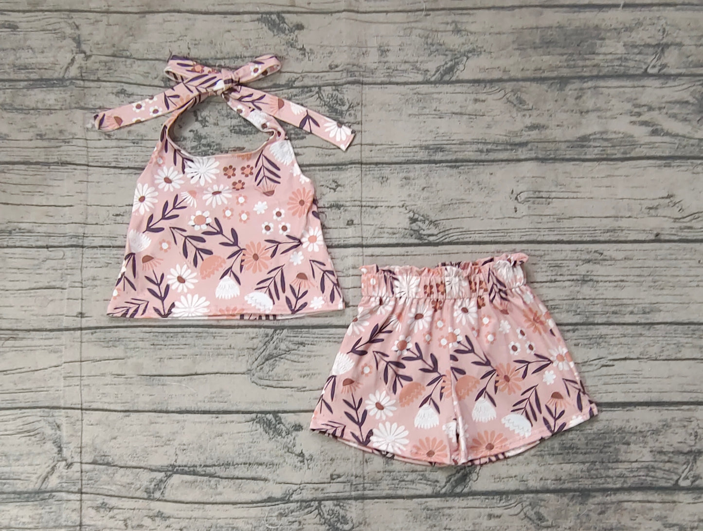 Baby Girl Kids Sleeveless Flower Tops Shorts Clothes Set RTS