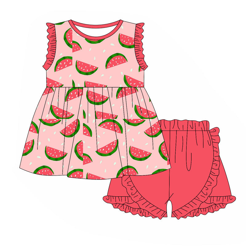 Preorder Baby Girl Sleeveless Watermelon Tunic Shorts Clothes Set