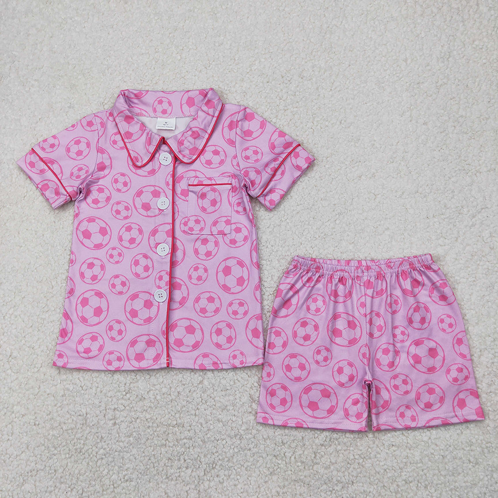 Baby Girl Short Sleeves Buttons Baseball Shirt Shorts Sibling Pajamas Outfit RTS