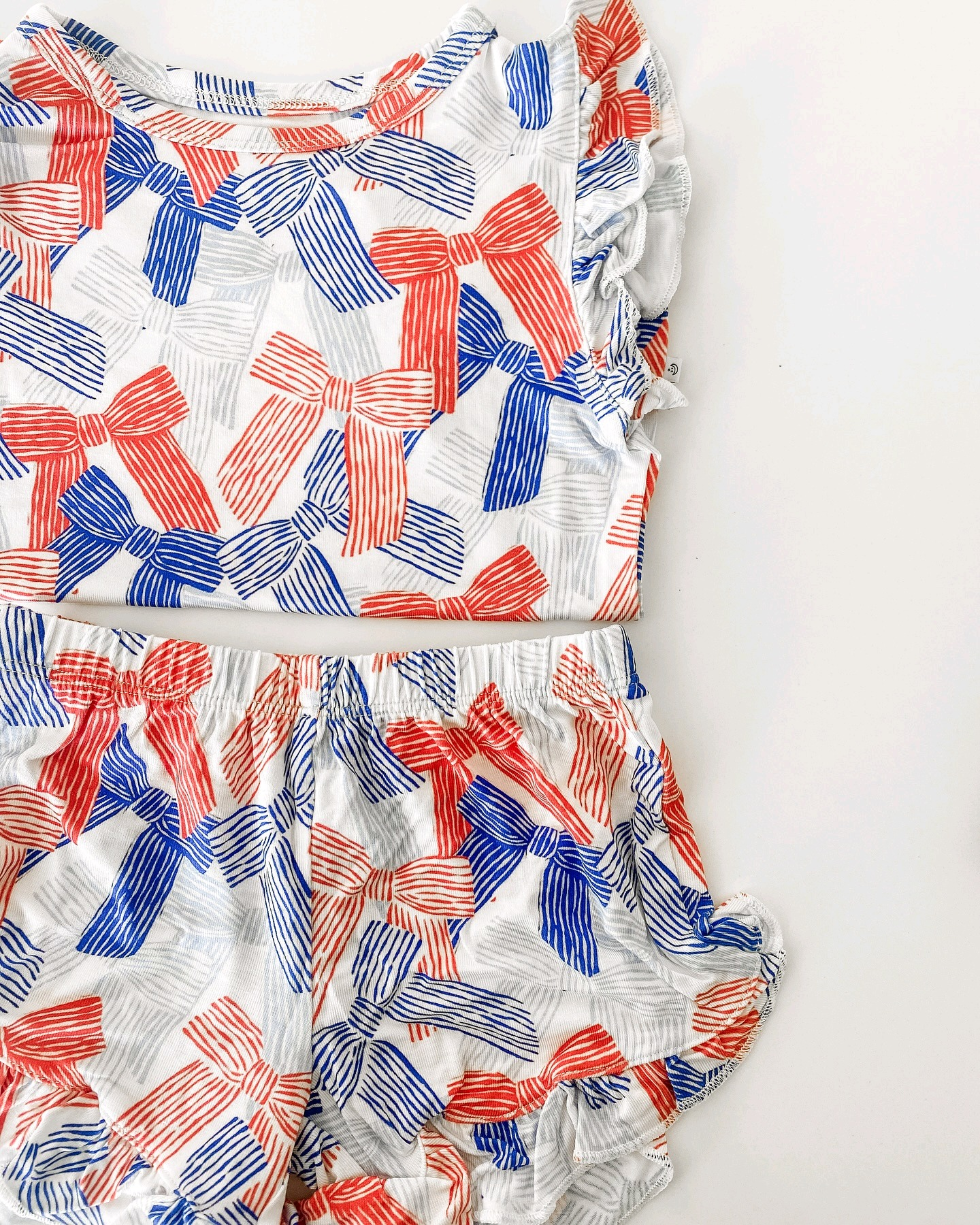 Preorder Baby Girl 4th of July Short Sleeves Bows Shirt Shorts Clothes Set