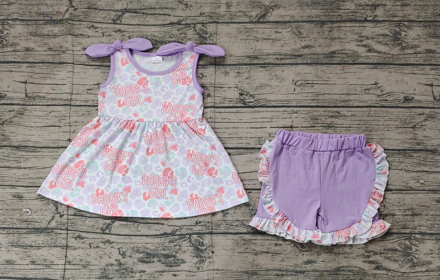 Baby Kids Sleeveless Daddy's Girl Leopard Tunic Shorts Set RTS