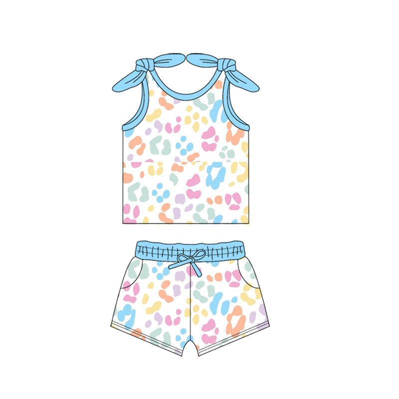 Preorder Baby Girl Straps Leopard Tops Shorts Clothes Set ( Moq 5 )