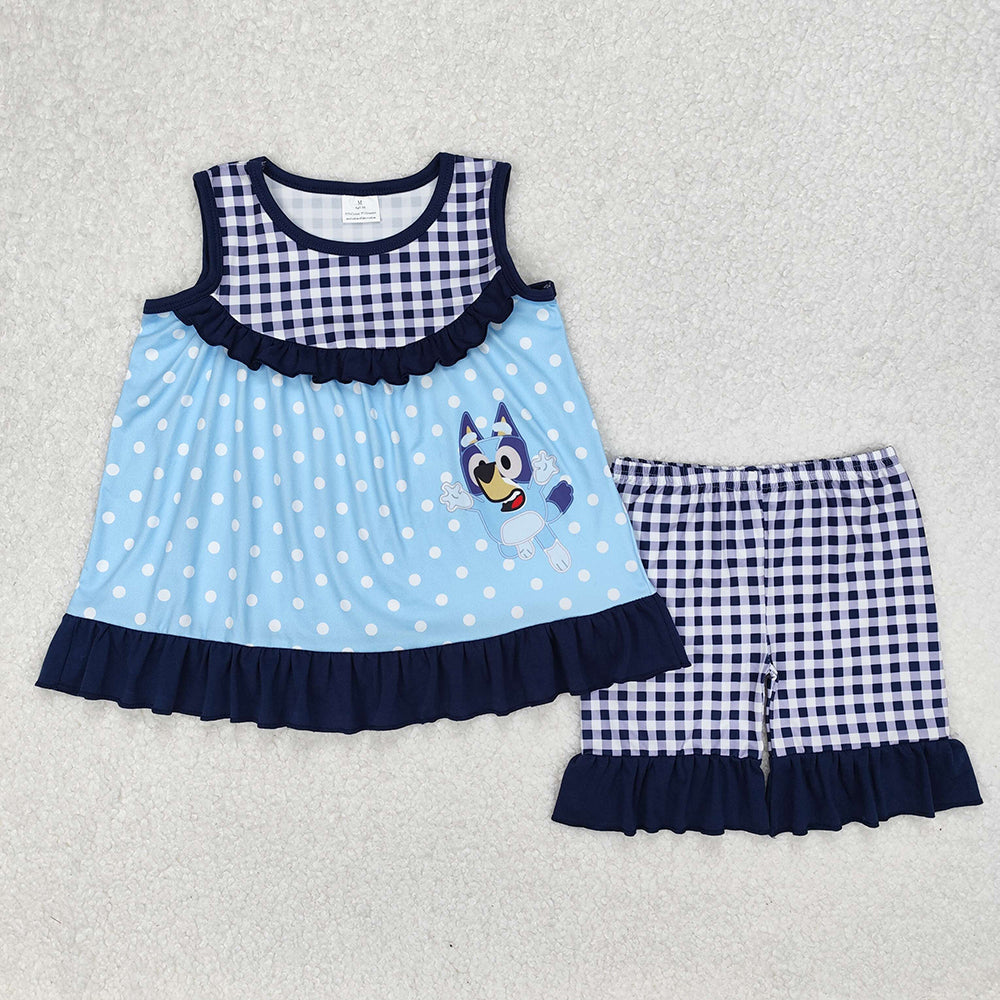 Baby Girl Sleeveless Cartoon Dogs Tunic Shorts Sibling Outfit Clothes RTS