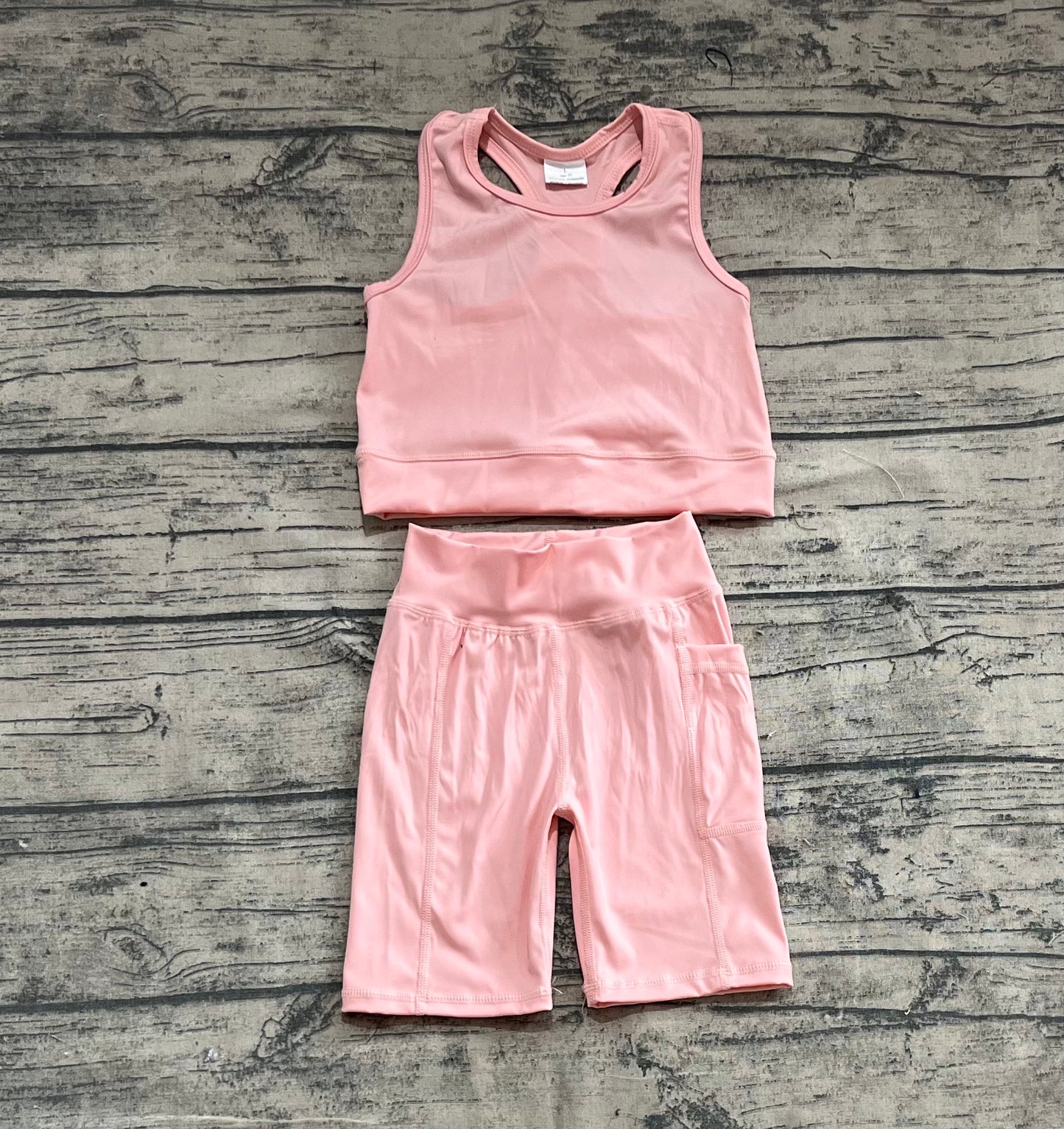 Baby Girl Pink Best Shirt Pockets Shorts Clothes Yoga Active Wear Set RTS