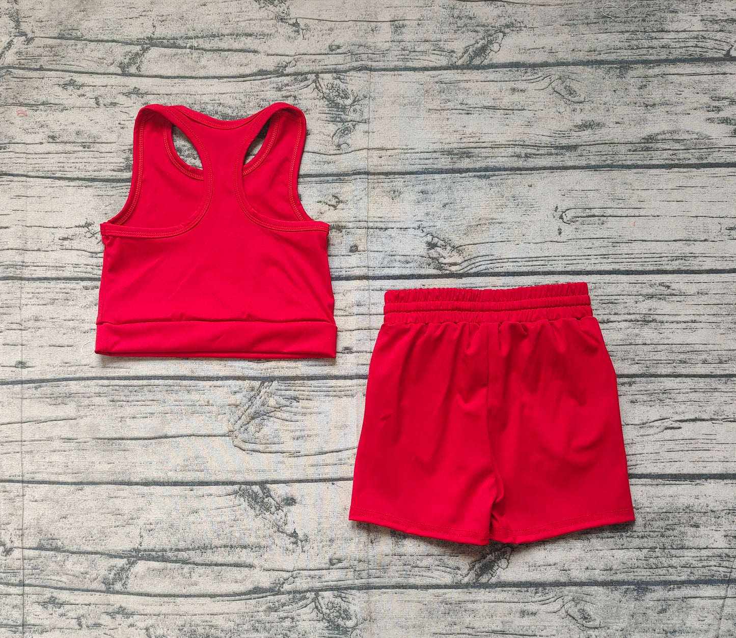 Baby Girl Red Best Shirt Pockets Shorts Clothes Yoga Active Wear Set RTS