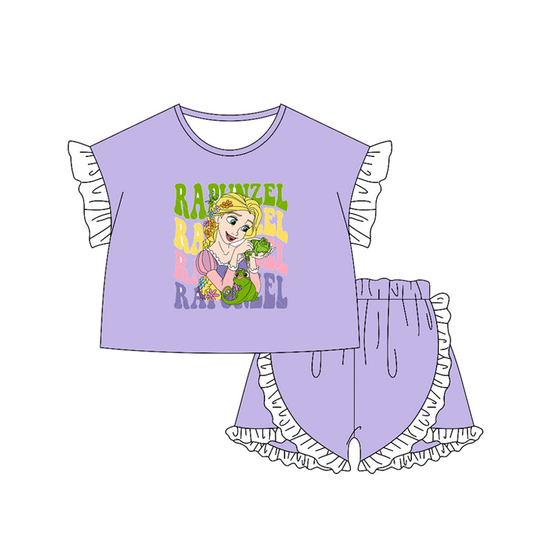 Preorder Baby Girl Princess Pink Shirt Ruffle Shorts Clothes Kids Set ( Moq 5 )