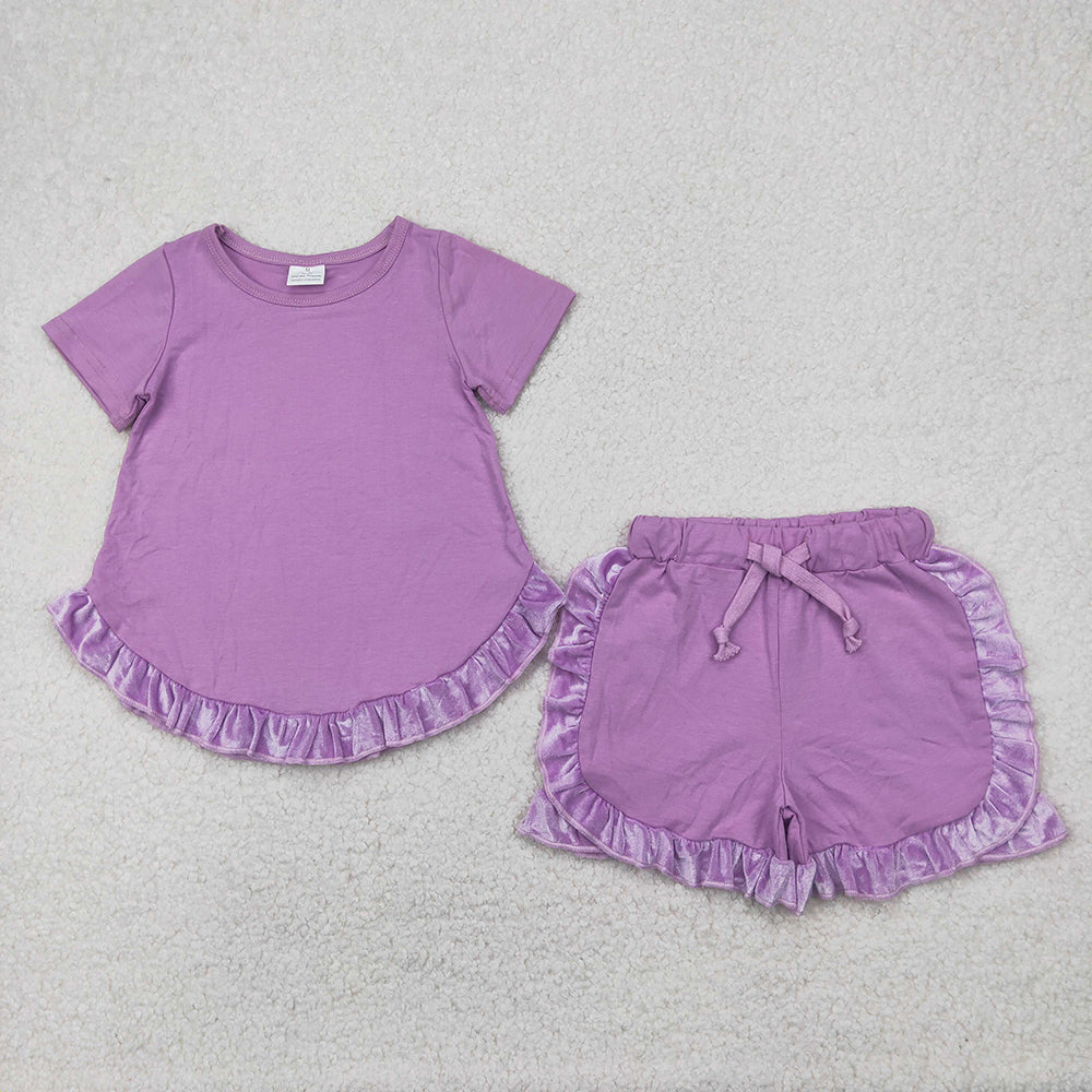 Baby Girl Short Sleeves Cotton Ruffle Shirt Shorts Sibling Clothes Set RTS