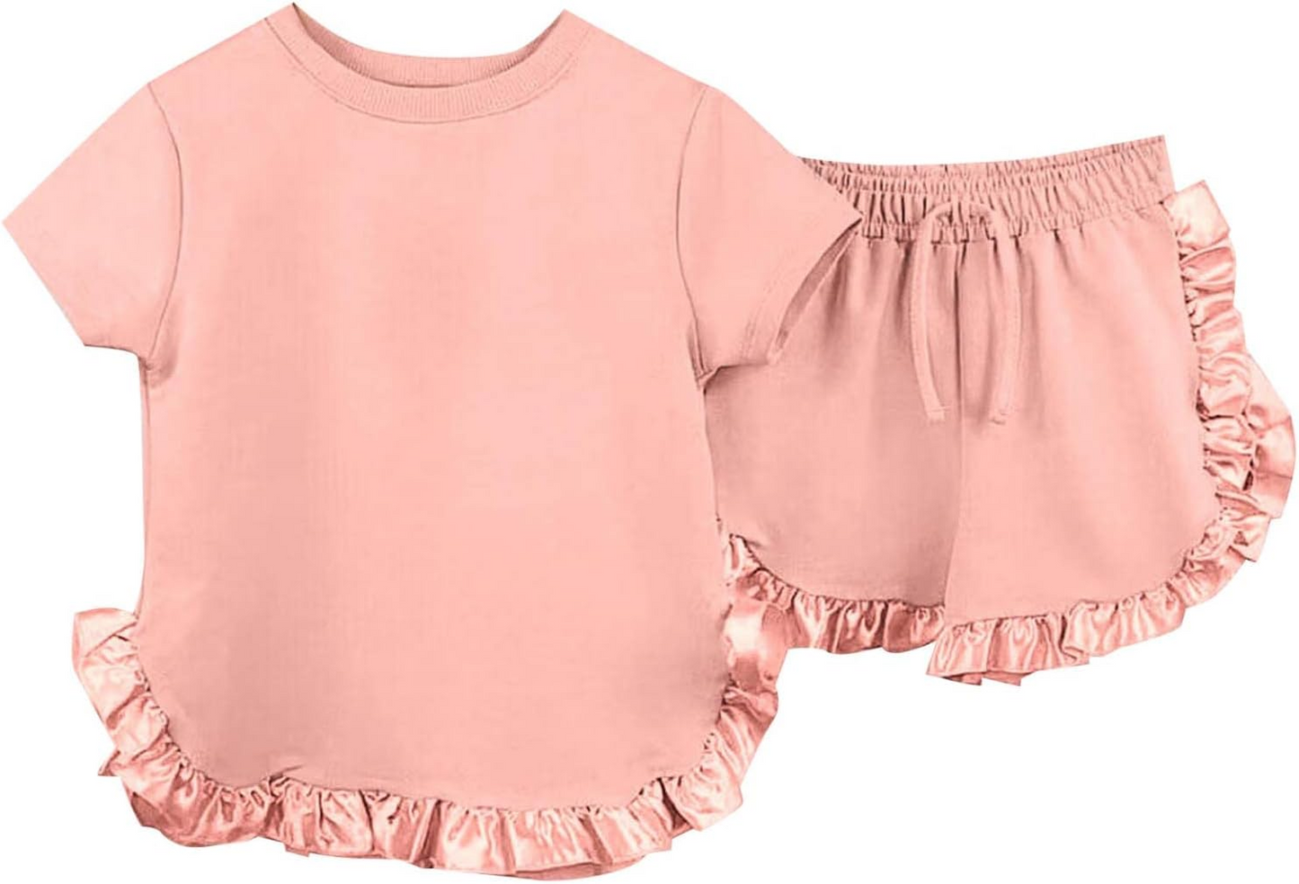 Preorder Baby Girl Cotton Shirt Ruffle Shorts Clothes Set( Moq 5 )