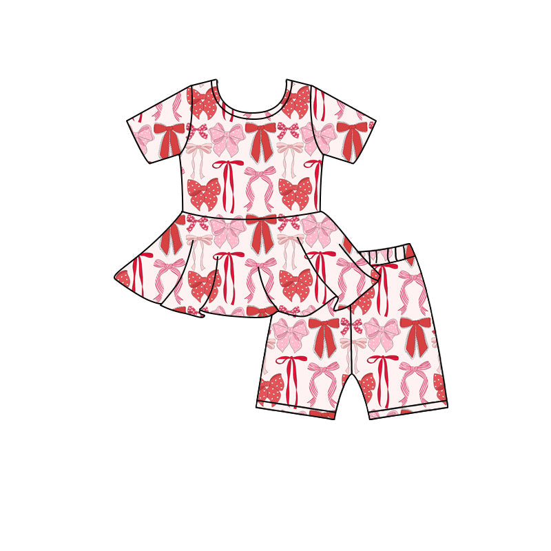 Preorder Baby Girl Sleeveless Bows Tunic Shorts Clothes Set ( Moq 5 )