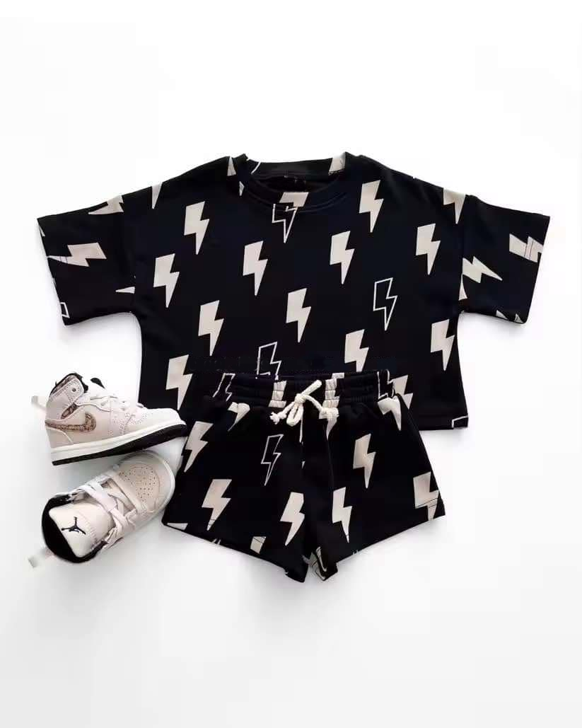 Preorder Baby Boy Short Sleeves Western Lights Shirt Shorts Clothes Set ( Moq 5 )