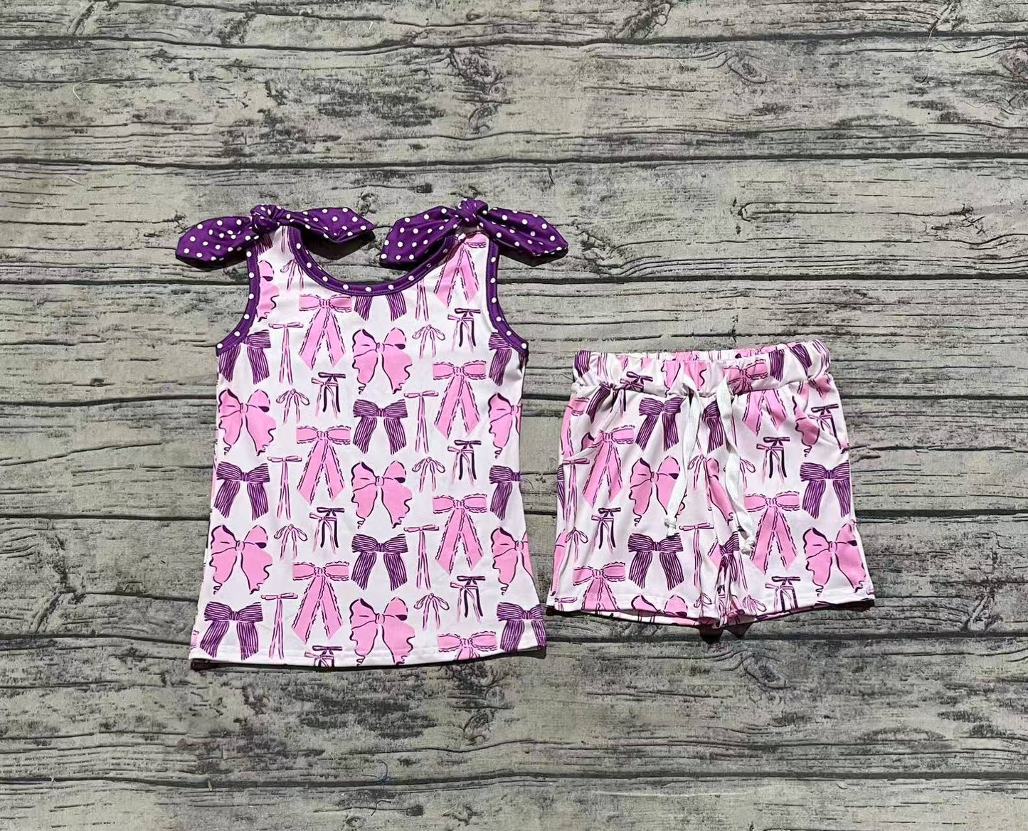 Baby Girl Straps Bows Shirt Shorts Pockets Clothes Set RTS