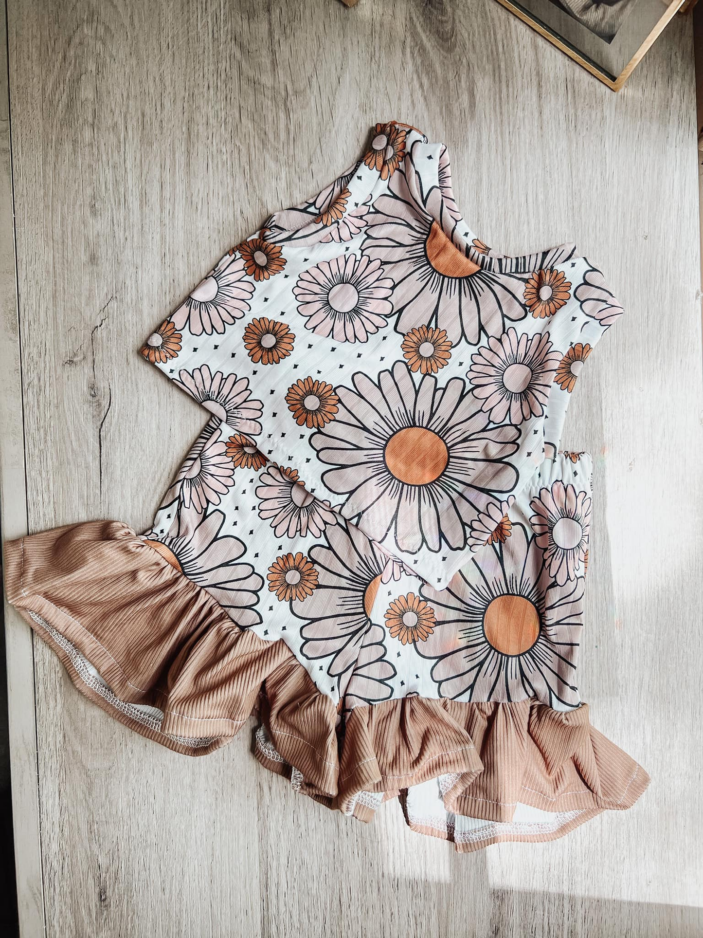 Preorder Baby Girl Short Sleeves Flower Shirt Ruffle Shorts Set ( Moq 5 )