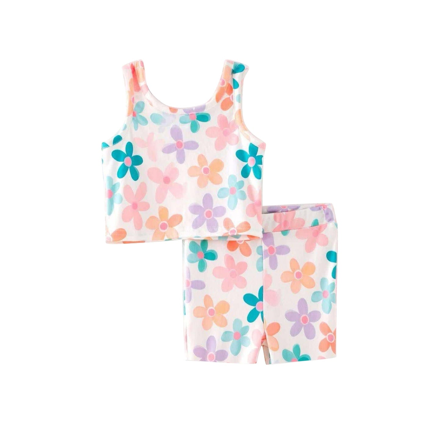 Preorder Baby Girl Toddler Sleeveless Flower Shirt Tops Shorts Summer Set ( Moq 5 )