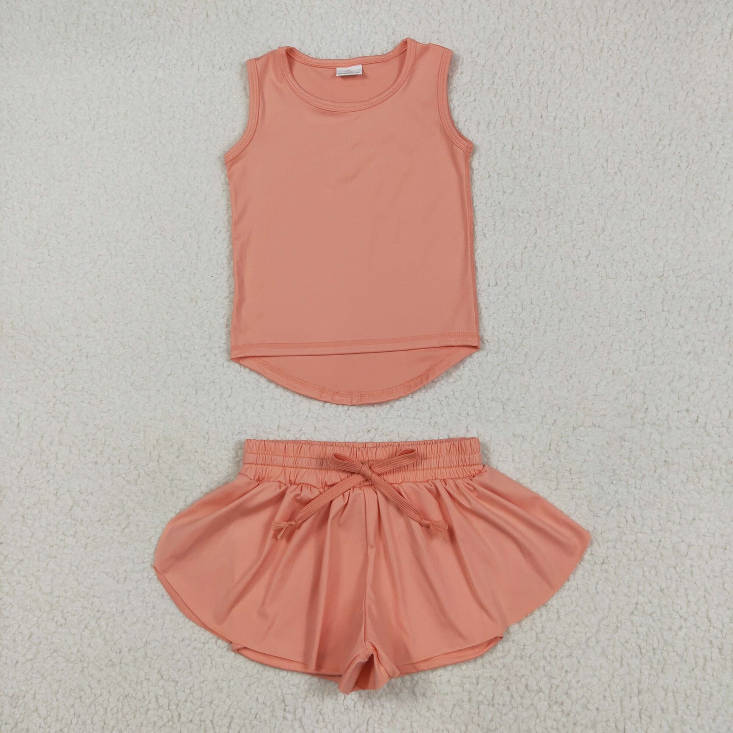 Baby Girl Sleeveless Vests Tops Yoga Active Ruffle Shorts Set Sibling Kids Wear RTS