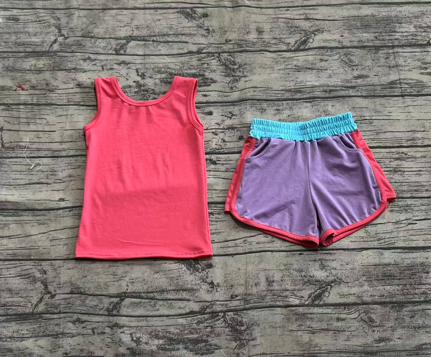Baby Girl Sleeveless Pink Shirt Pockets Shorts Yoga Active Wear Set RTS