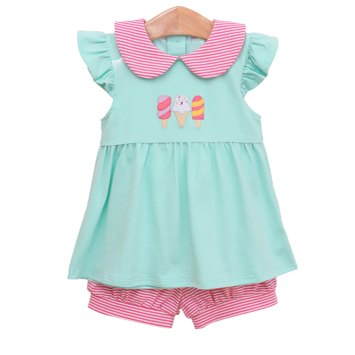 Preorder Baby Girl Short Sleeves Popsicle Tunic Stripes Shorts Set ( Moq 5 )
