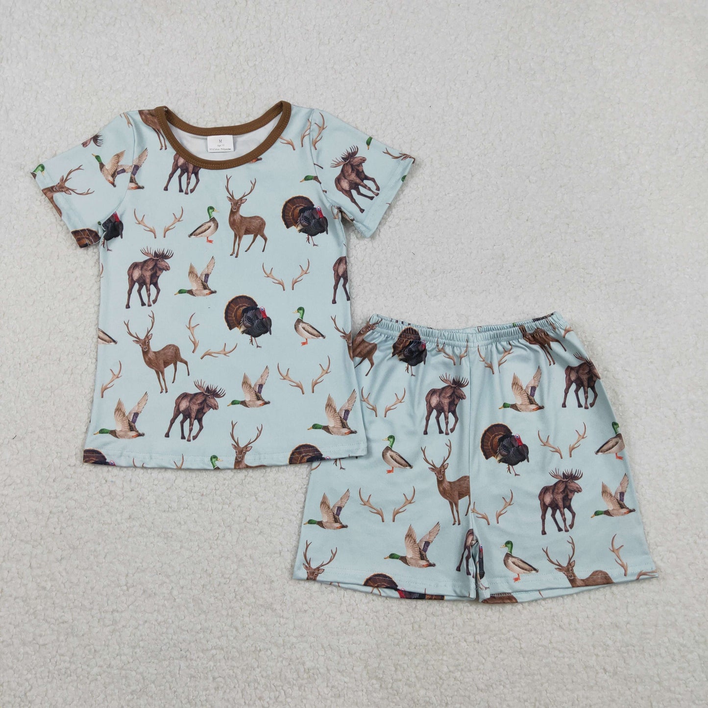 Sibling Baby Girls Adult Women Deer Ducks turkey Shirt Shorts Mommy and Me Hunting Pajamas Sets RTS