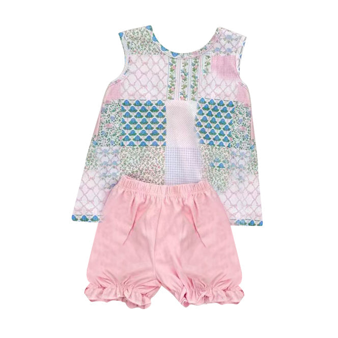 ( Moq 5 ) Preorder Baby Girls Infant Flower Bows Tops Pink Shorts Outfit Clothes Set