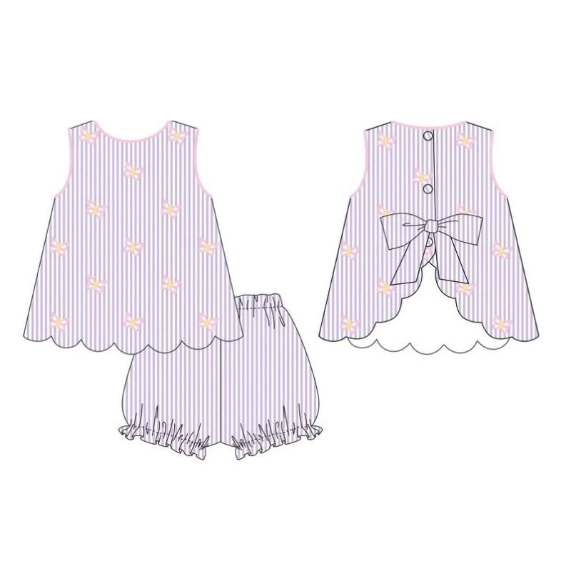 ( Moq 5 ) Preorder Baby Girls Sleeveless Butterfly Tops Stripes Shorts Clothes Set