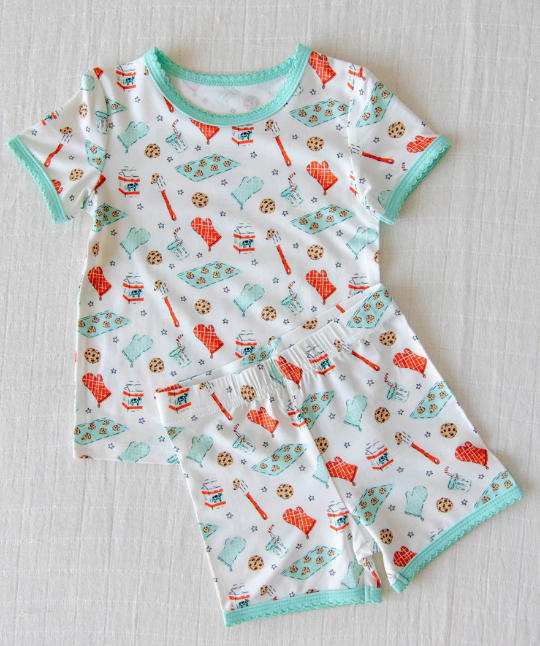 ( Moq 5 ) Preorder Baby Boys Short Sleeves Cookies Shirt Shorts Pajamas Clothes Set