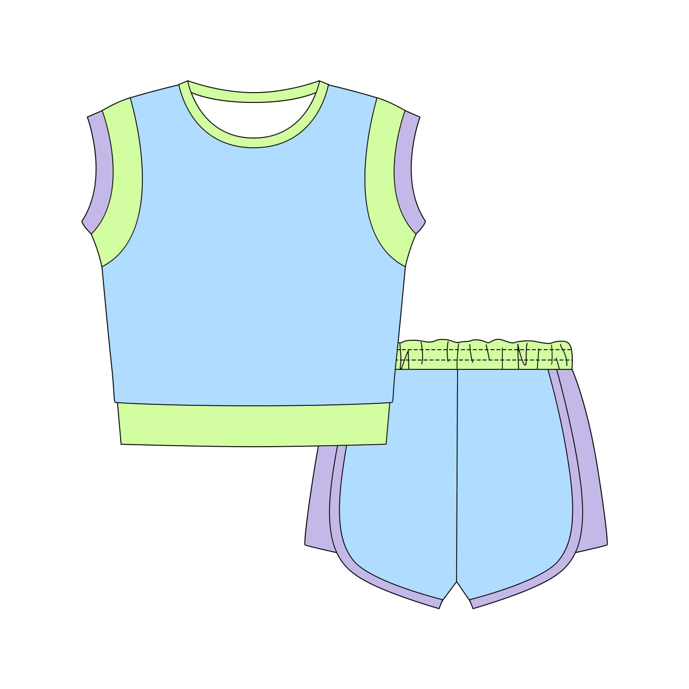 ( Moq 5 ) Preorder Baby Girls Kids Sleeveless Tops Shorts Summer Blue Clothes Set