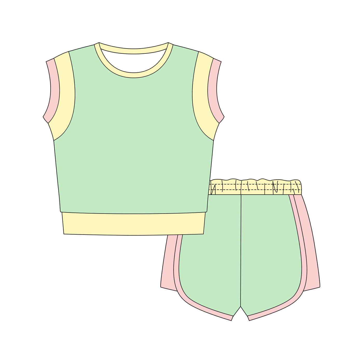 ( Moq 5 ) Preorder Baby Girls Kids Sleeveless Tops Shorts Summer Green Clothes Set