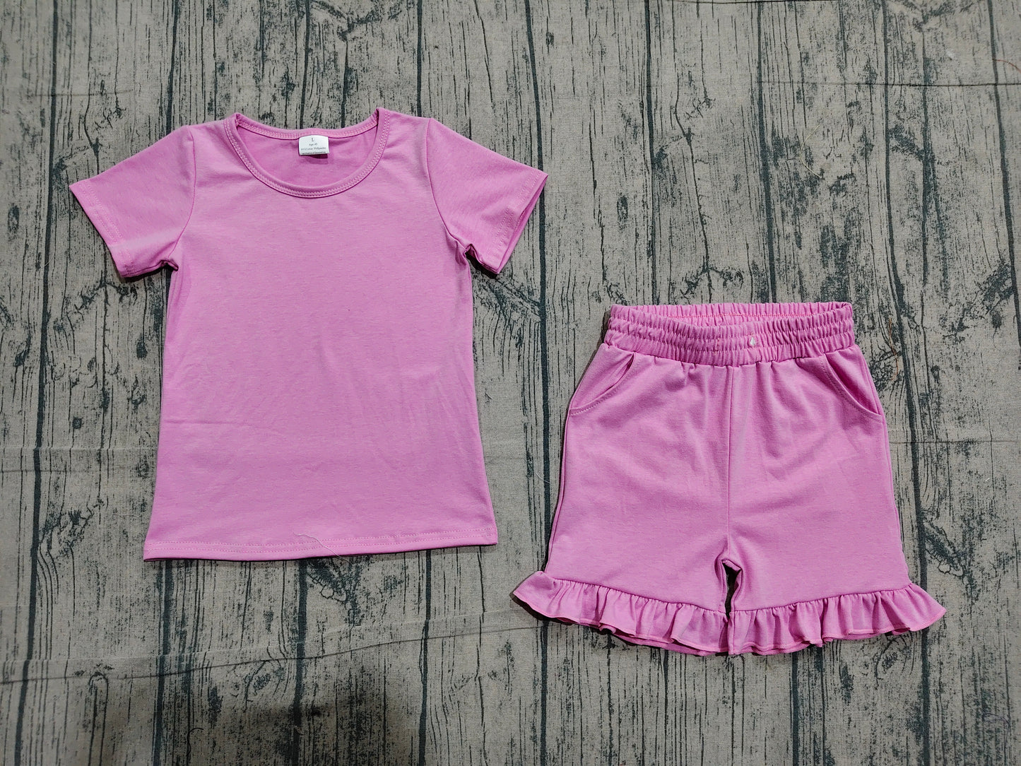 Baby Girls Short Sleeves Pink Tops Ruffle Shorts Summer Clothes Set RTS