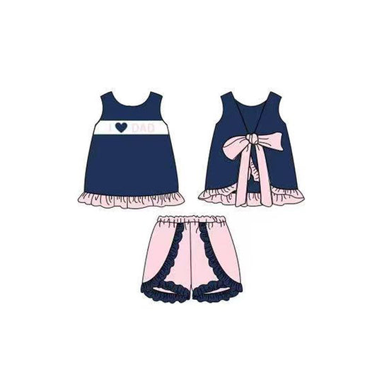 ( Moq 5 ) Preorder Baby Girls Kids I Love Mom Tops Pink Ruffle Shorts Set