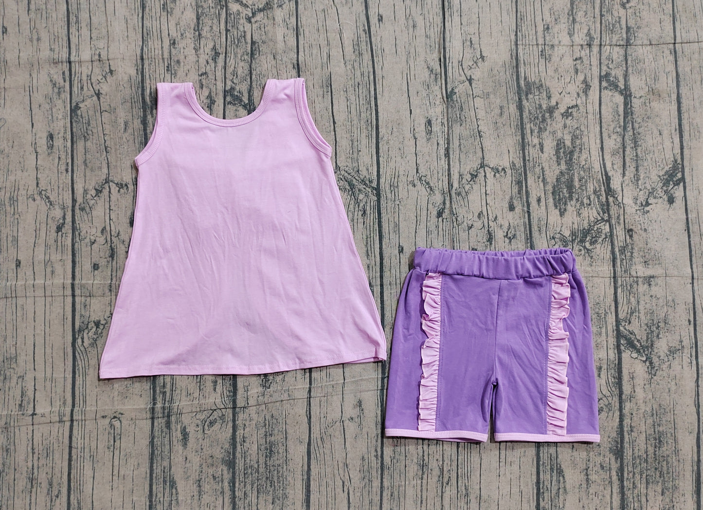 Baby Girls Kids Sleeveless Purple Bows Tops Ruffle Shorts Set Clothes RTS