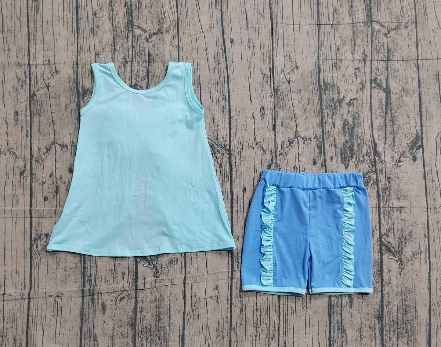 Baby Girls Kids Sleeveless Blue Bows Tops Ruffle Shorts Set Clothes RTS