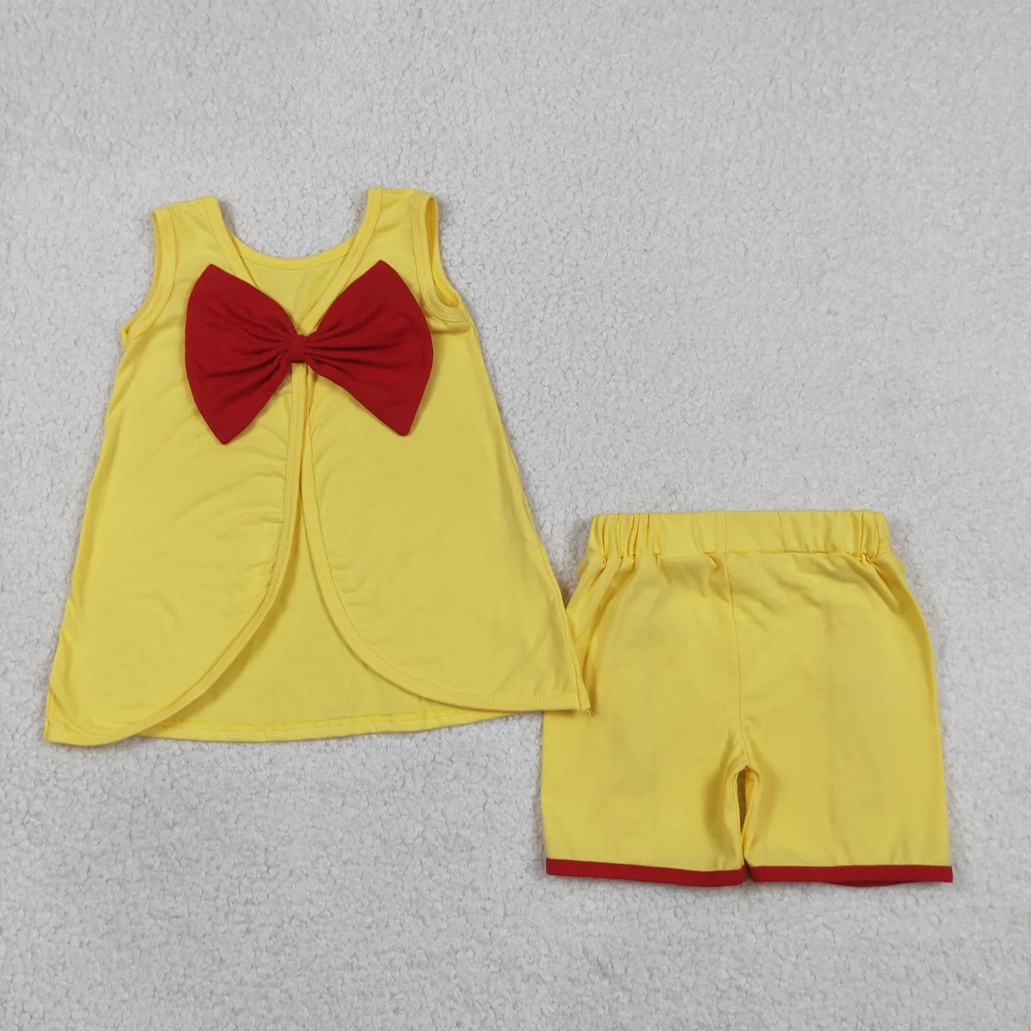 Sibling Baby Girls Kids Back Bows Tops Ruffle Shorts Summer Sets Cotton Clothes RTS