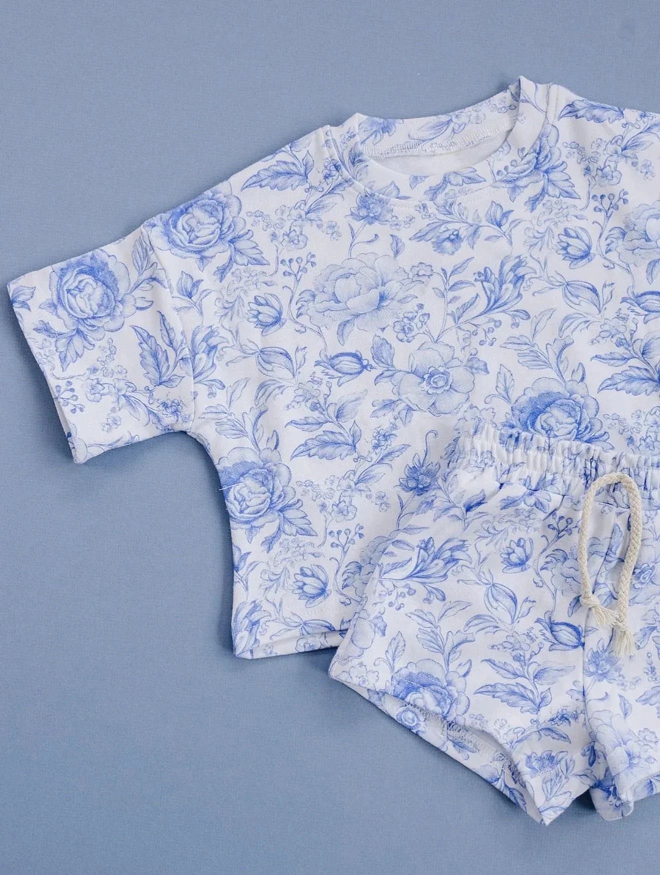 ( Moq 5 ) Preorder Baby Kids Girls Short Sleeves Flower Shirt Shorts Summer Set