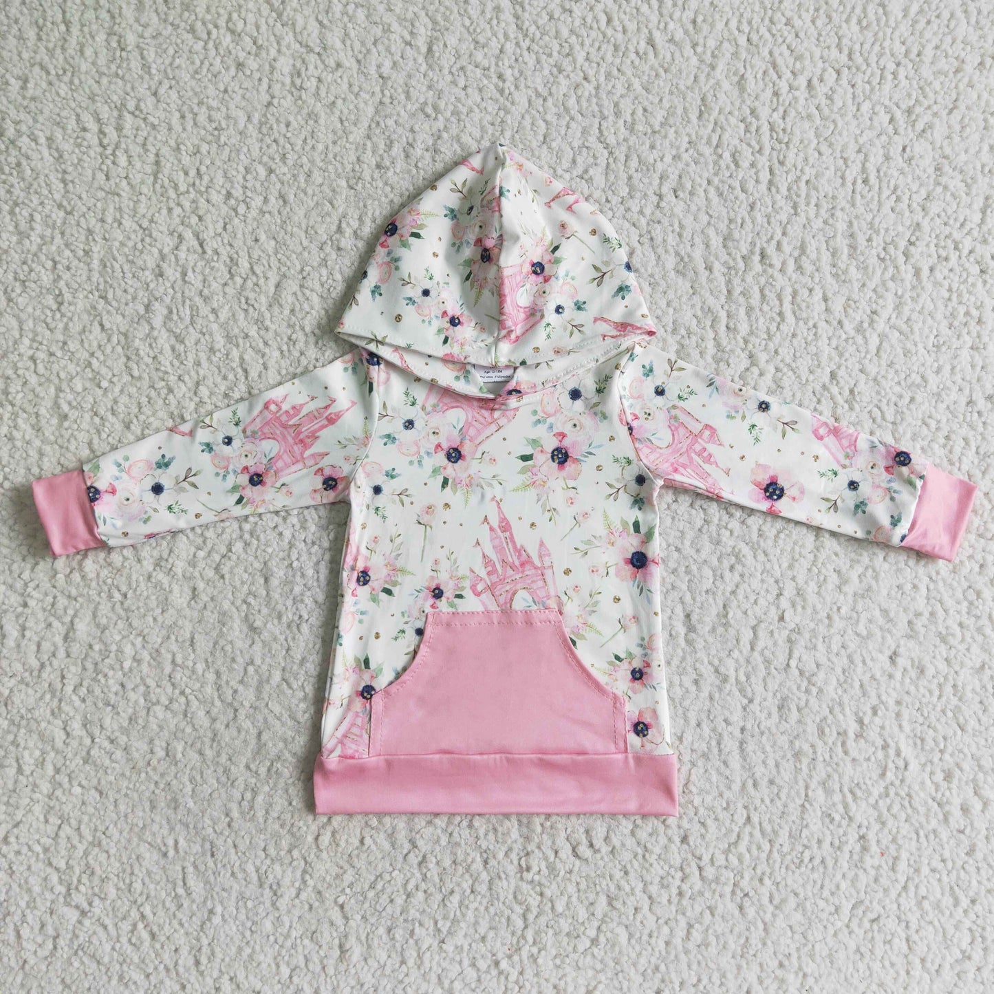 Promotion Baby Girl Long Sleeve Flower Castle Hoodie Pocket Shirt Tops RTS