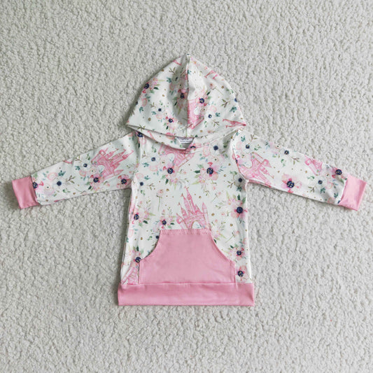 Promotion Baby Girl Long Sleeve Flower Castle Hoodie Pocket Shirt Tops RTS