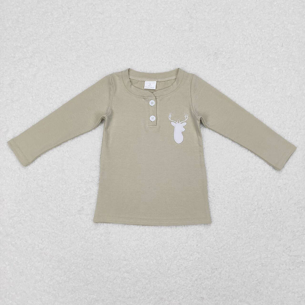 Baby Boy Long Sleeves Sibling Brother Embroidery Tractor Dog Duck Deer Shirt Tops