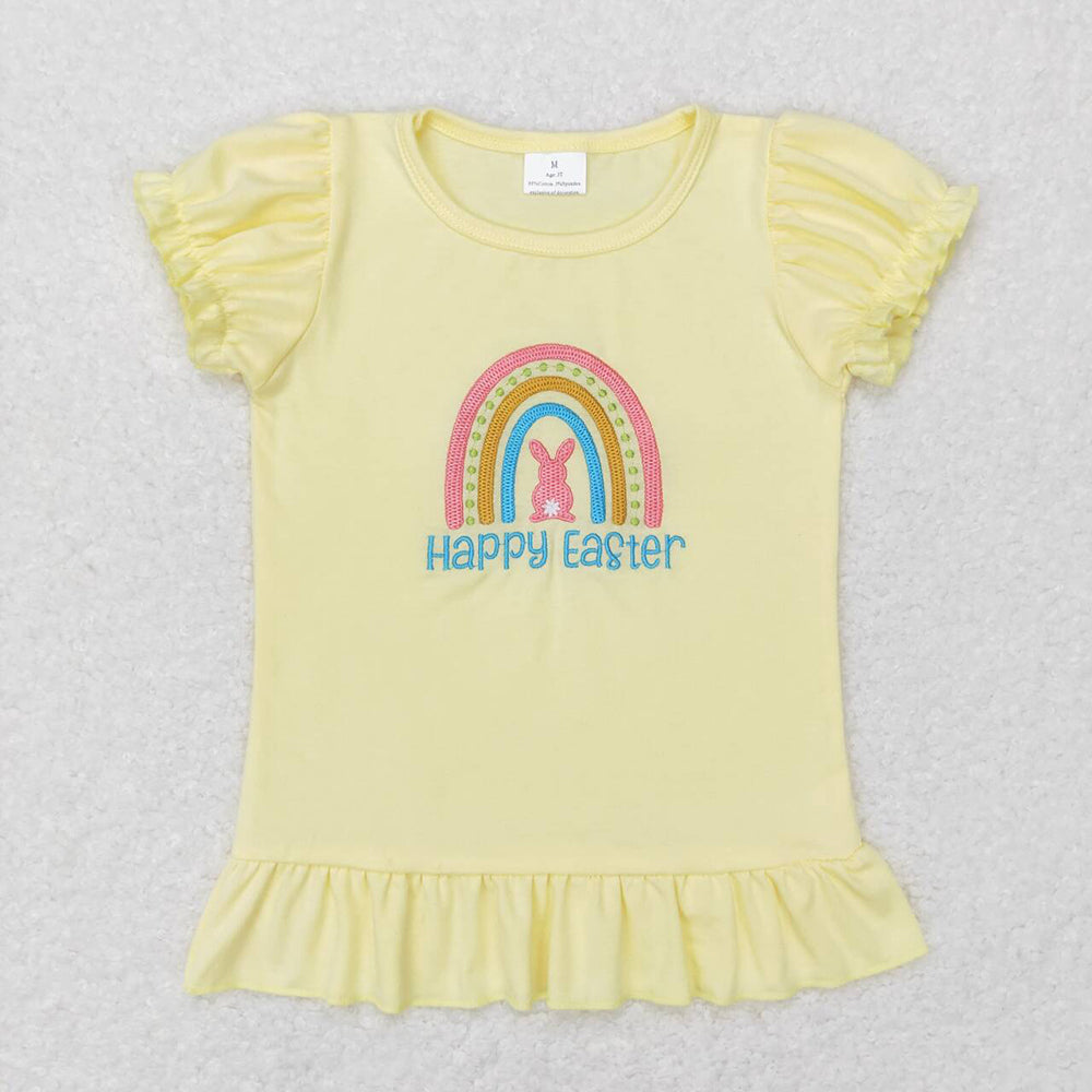 Baby Boy Girl Short Sleeves Easter Rabbit Carrot Cotton Embroidery Sibling Shirt