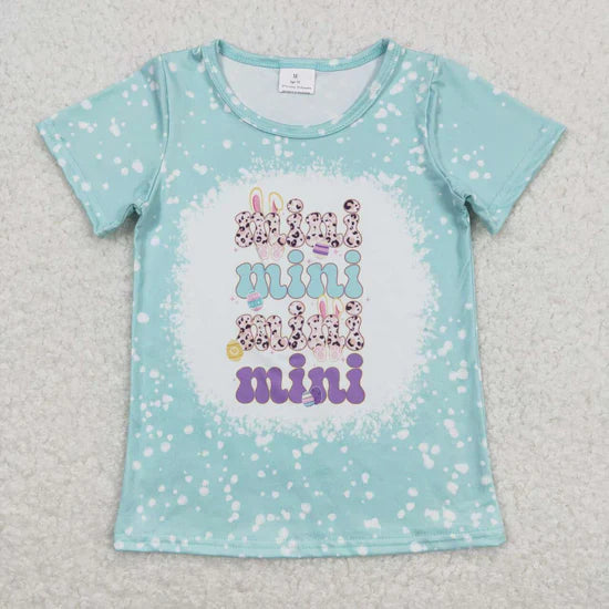 Baby Girl Adult Green Short Sleeves Easter Rabbits Mama Mini Sibling Shirt Tops