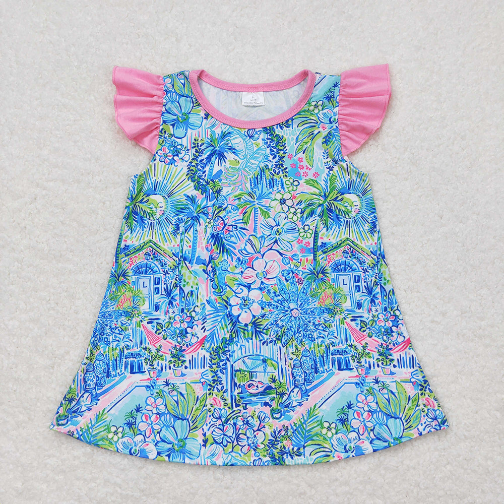 Baby Girl Short Sleeves Sea Flower Sibling Tops Clothes RTS