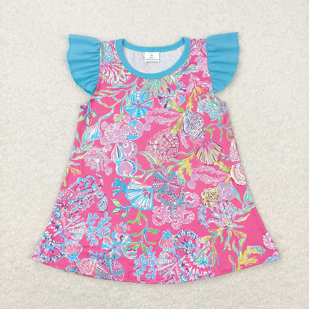Baby Girl Short Sleeves Sea Flower Sibling Tops Clothes RTS