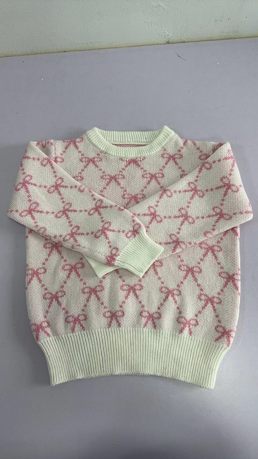 Pre-order Baby Kids Long Sleeves Pink Bows Sweater