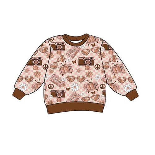 Pre-order Baby Girl Hearts Tapes Flower Plaid Shirt