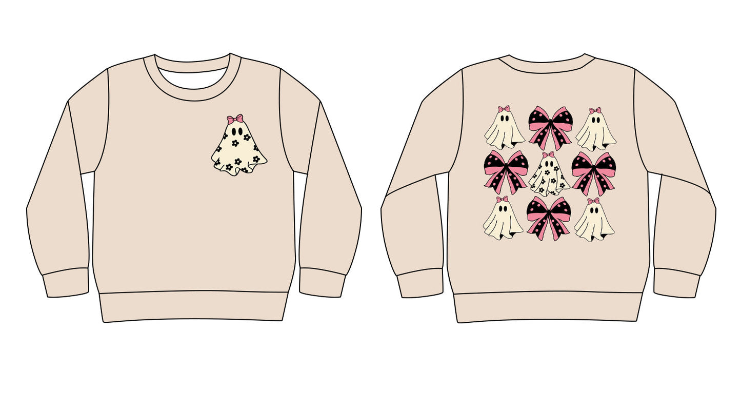 Pre-order Baby Girl Halloween Ghost Bows Shirt Tops