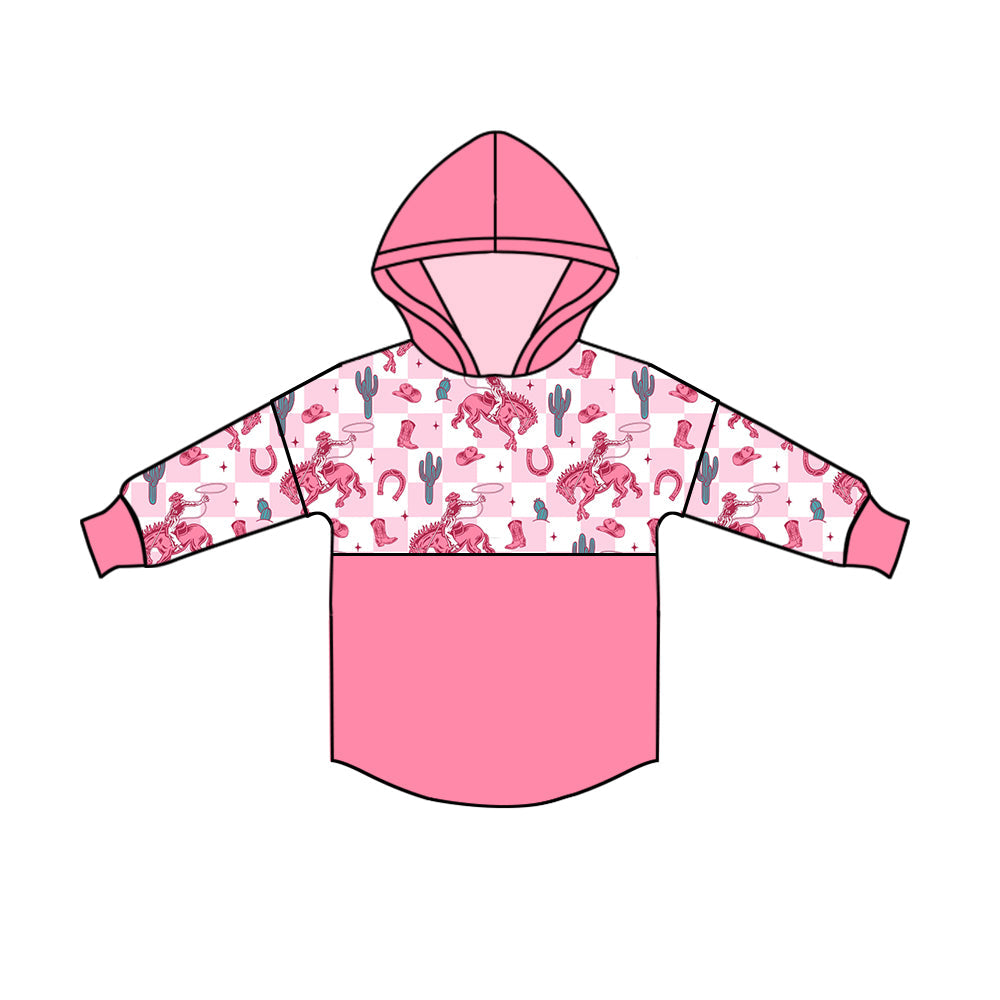 Pre-order Baby Girl Rodeo Cactus Hoodie Pink Western Shirt