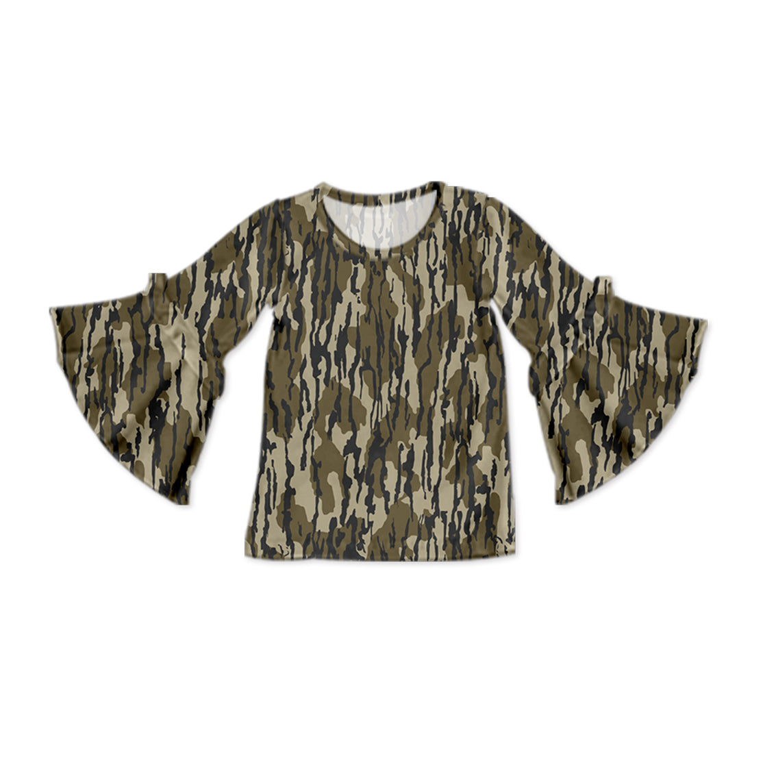Pre-order Baby Girl Flare Sleeves Camo Shirt Tops